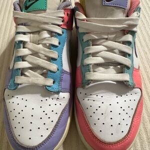 Nike Pastel Pink, Blue, and Purple Dunks Sneakers